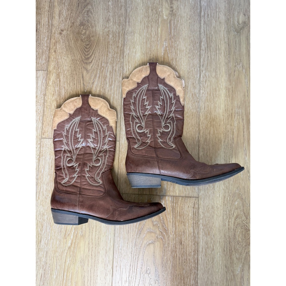 Coconuts by Matisse Cimmaron Brown Western Cowgirl Boots Size 11M Embroidered